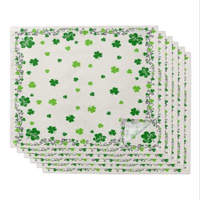 Clover Cloth Napkins Set of 6 - Washable Dinner Napkins Reusable Table Napkins for Home Party Weeding Dining Table Setting Decoration, Happy St. Patrick's Day Retro Green Shamrocks Oversized 20"x20"