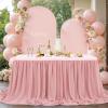 14FT Chiffon Table Skirt Sheer Tablecloth for Wedding 1st Baby Girl Birthday Party Bridal Shower Decoration Dusty Rose view 2