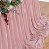 14FT Chiffon Table Skirt Sheer Tablecloth for Wedding 1st Baby Girl Birthday Party Bridal Shower Decoration Dusty Rose view 4