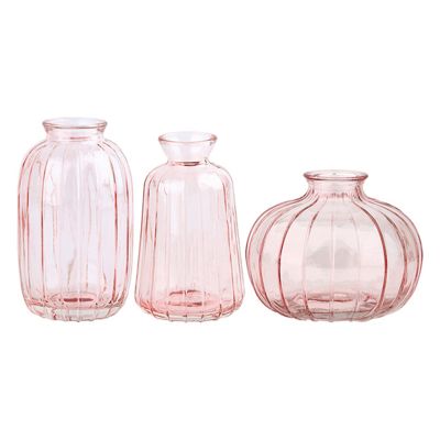 DCQRY Glass Bud Vase Set of 3, Clear Small Flower Vases for Centerpieces, Decorative Vintage Glass Bottle, Mini Cute Glass Vases, Modern Flower Vase for Holiday Party Table Flower Decor