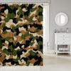 Army Green Camouflage Bath Curtain, Camo Shower Curtain For Kids Boys, Abstract Colorful Bathtub Shower Curtain 72" W X 72" L, Military Campaign Camo Curtain Sets For Teens Adult, Black Brown view 2