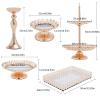 7-Piece Set Cake Stands Round Cupcake Stands,Crystal Metal Wedding Birthday Party Celebration Dessert Display Plates Dessert Holder Cupcake Display Rack Wedding Party Decoration, Gold view 2