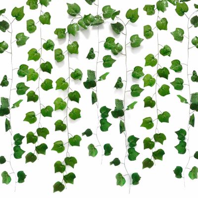 Tighall 12PCS 87 Feet Artificial Vines Greenery Foliage Garland Faux Green Leaves Decor Fake Hanging Plants for Bedroom Wall Wedding Indoor Outdoor Decoration (Grape Leaves)