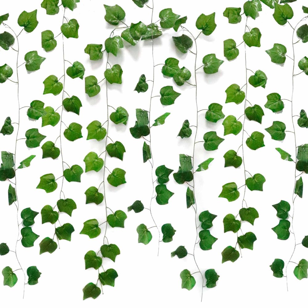 Tighall 12PCS 87 Feet Artificial Vines Greenery Foliage Garland Faux Green Leaves Decor Fake Hanging Plants for Bedroom Wall Wedding Indoor Outdoor Decoration (Grape Leaves)