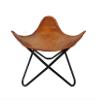 Handmade Brown Leather Footstool Ottoman  Genuine Saddle Leather Stool for Living Room | Rustic Home Dcor Accent | Butterfly Chair Ottoman with Steel Frame  Vintage Boho Furniture by PLW view 1