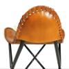 Handmade Brown Leather Footstool Ottoman  Genuine Saddle Leather Stool for Living Room | Rustic Home Dcor Accent | Butterfly Chair Ottoman with Steel Frame  Vintage Boho Furniture by PLW view 4