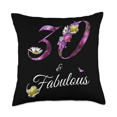 30 & Fabulous 30 Year Old Tee Floral 1994 30th Birthday Gift Throw Pillow