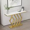 OHKITA White Entryway Table Console Table, Narrow Table with Storage Shelf, Rock Panel Sofa Table, Small Spaces, 31.4 Inches view 2