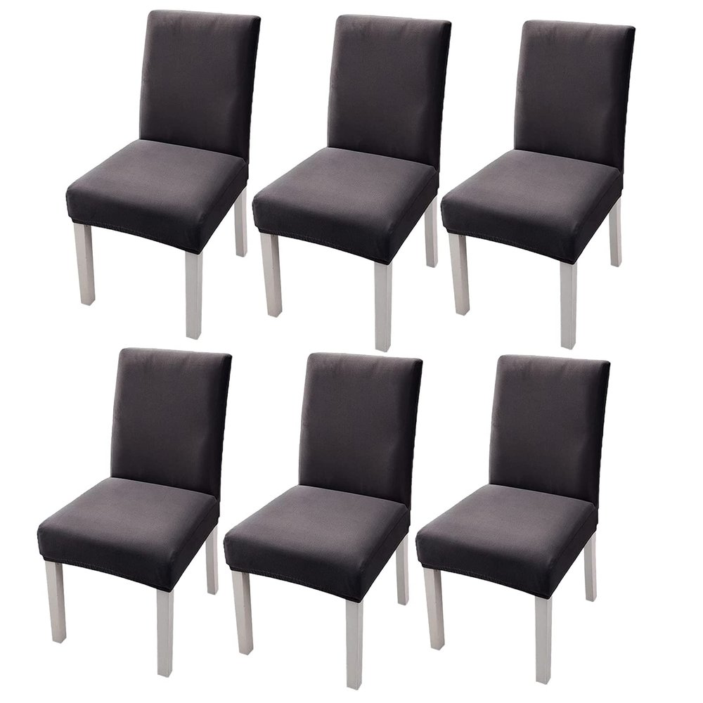Dining Chair Covers for Dining Room Set of 2/4/6, Washable Spandex Kitchen Chair Slipcovers for Kitchen, Ceremony, Wedding, Banquet, Hotel and Party,A,6pack