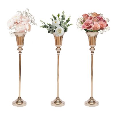 10 PCS Gold Trumpet Vase for Wedding & Centerpieces,30.5inch Tall Metal Table Flower Trumpet Vase Holder Set for Anniversary Ceremony Wedding Birthday Party Decoration