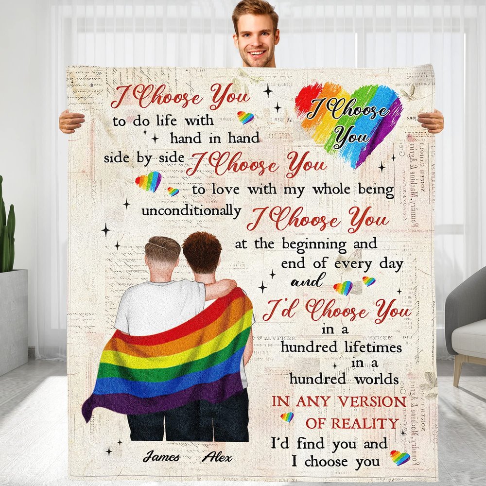 KERAOO Custom Throw Blankets Gift for Boyfriend from Boyfriend, Gay Boyfriend Birthday Gift Ideas, Valentine's Christmas Graduation Birthday Gift for Him (for Male Couple-01)