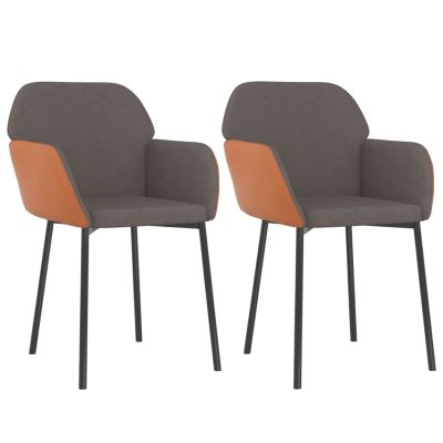 Tidyard 2 Piece Dining Chairs Set Fabric and Faux Leather Upholstery Side Chair Metal Legs for Kitchen, Dining Room, Living Room, Home Furniture 21.3 x 23.2 x 29.9 Inches (W x D x H)