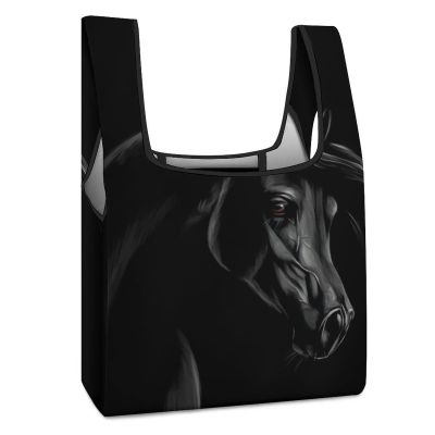 Black Arabian Horse Shopping Bag Reusable Grocery Bag Large Capacity Foldable Tote Bag with Handle