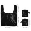 Black Arabian Horse Shopping Bag Reusable Grocery Bag Large Capacity Foldable Tote Bag with Handle view 2
