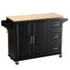 Kitchen Island with Extensible Rubber Wood Table Top Kitchen Bar Serving Cart Mobile Microwave Cart with Spice Rack and Handle Large Trolley Cart Kitchen Bakers Rack with Drawer and Storage Cabinet view 1
