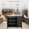 Kitchen Island with Extensible Rubber Wood Table Top Kitchen Bar Serving Cart Mobile Microwave Cart with Spice Rack and Handle Large Trolley Cart Kitchen Bakers Rack with Drawer and Storage Cabinet view 2