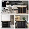 Kitchen Island with Extensible Rubber Wood Table Top Kitchen Bar Serving Cart Mobile Microwave Cart with Spice Rack and Handle Large Trolley Cart Kitchen Bakers Rack with Drawer and Storage Cabinet view 3