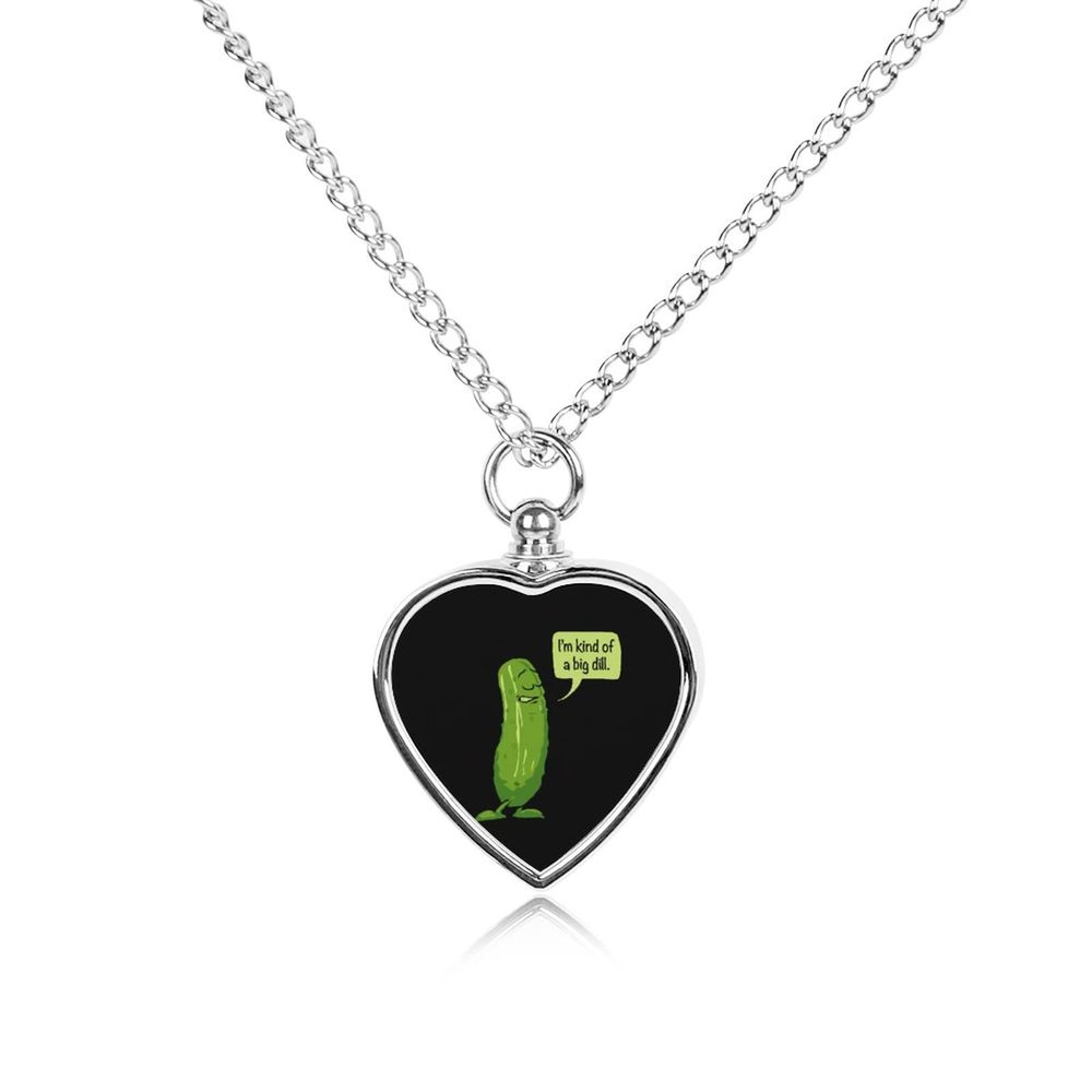 Big Dill Pickle Urn Necklace for Ashes Personalized Pet Cremation Jewelry Heart Urn Pendant for Men Women