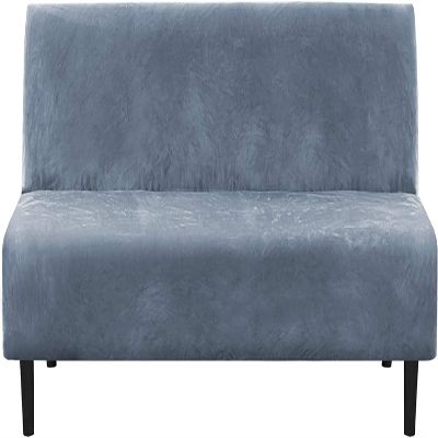 IMYOGI Velvet Armless Sofa Covers Stretch Sofa Bed Covers Super Soft Futon Couch Slipcovers Non-Slip Sofa Furniture Protector with Elastic Bottom for Kids and Pets (Color : Stone Blue)