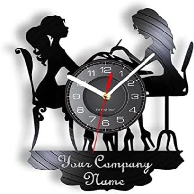 12 Inch Wall Clock Custom Spa Salon Business Wall Sign Wall Decor Nail Salon Personised Your Name Vinyl Record Wall Clock Art Clock