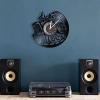 12 Inch Wall Clock Musical Wall Clock Rock and Roll Wall Art Vinyl Record Clock Music Instrument Piano Wall Decor Microphone Headset Vinyl Clock view 2