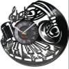 12 Inch Wall Clock Musical Wall Clock Rock and Roll Wall Art Vinyl Record Clock Music Instrument Piano Wall Decor Microphone Headset Vinyl Clock view 3