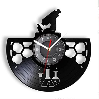 12 Inch Wall Clock Chemistry Vinyl Record Wall Clock Silent Non Ticking Wall Watch Biochemistry Classroom Study Art Decor Gift for Chemistry Major