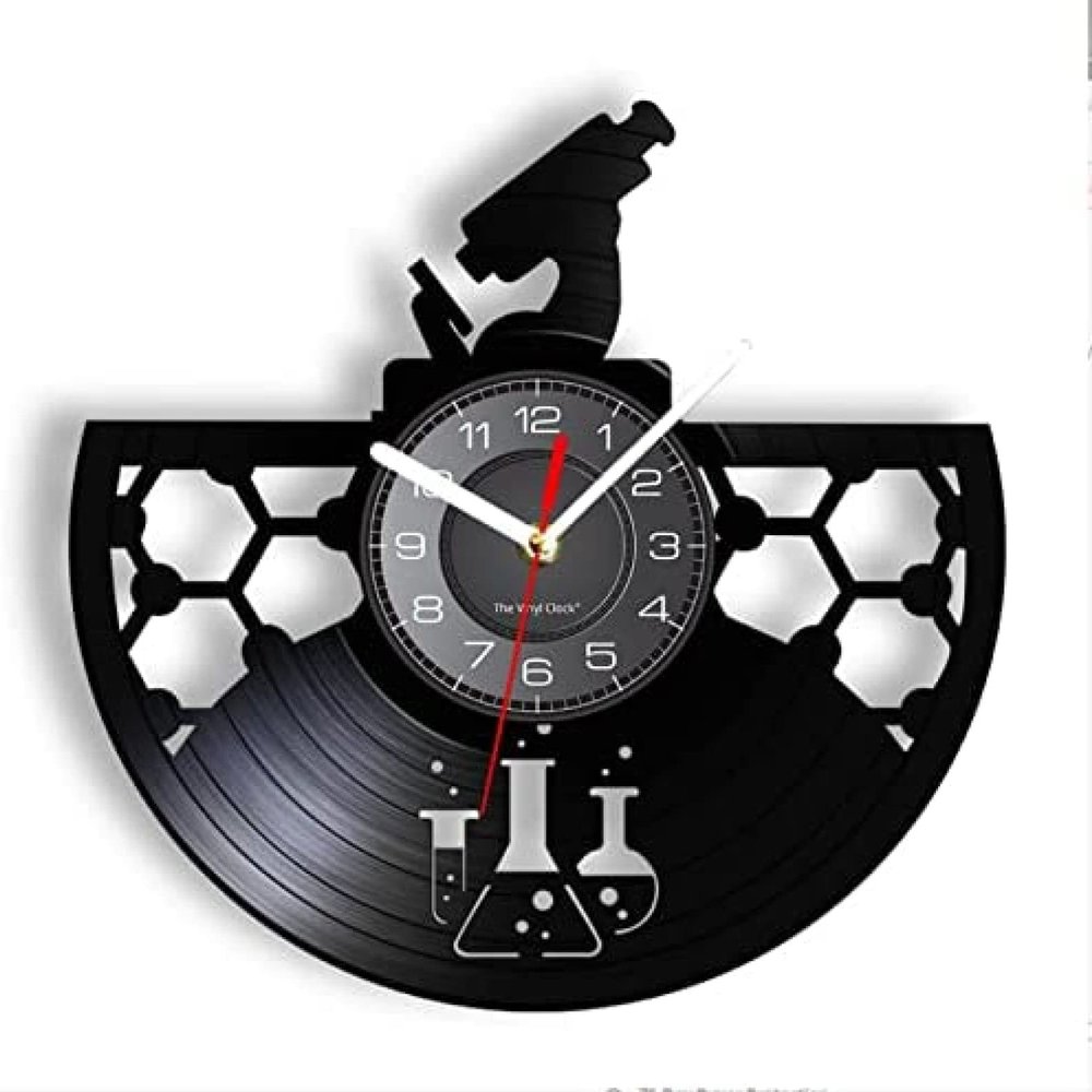 12 Inch Wall Clock Chemistry Vinyl Record Wall Clock Silent Non Ticking Wall Watch Biochemistry Classroom Study Art Decor Gift for Chemistry Major