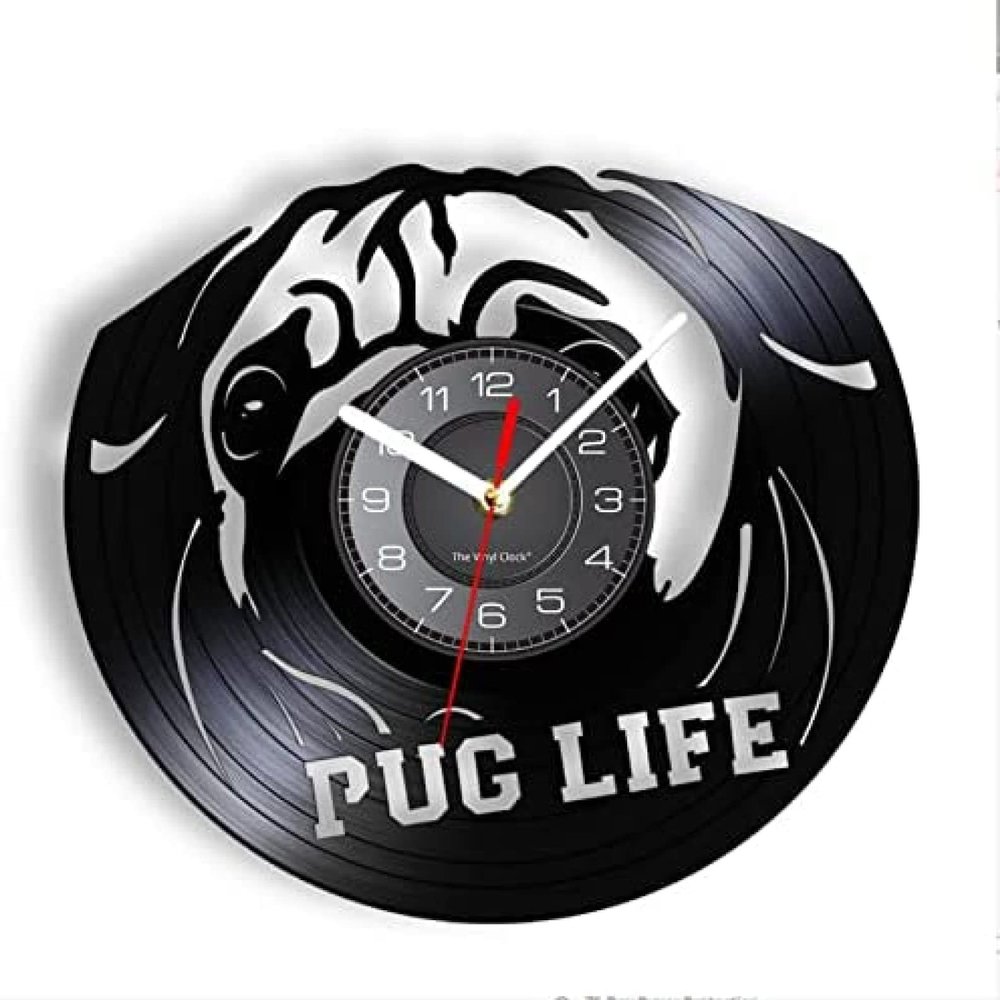 12 Inch Wall Clock British Bulldog Wall Clock Dog Breeds Bulldong Portrait Vinyl Record Wall Clock Pug Dog Wall Art Dog Lovers Home Decor Clock