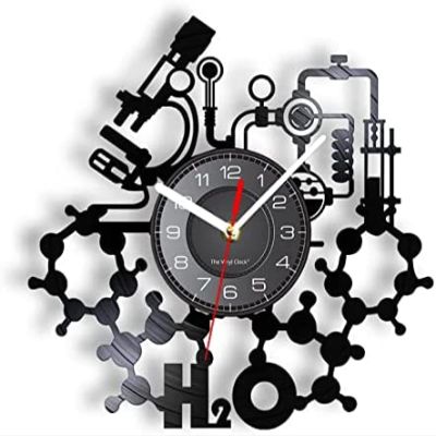 12 Inch Wall Clock Chemistry Experiments Wall Clock Science Laboratory Decoration Periodical Elements Table Wall Art Retro Vinyl Record Wall Clock
