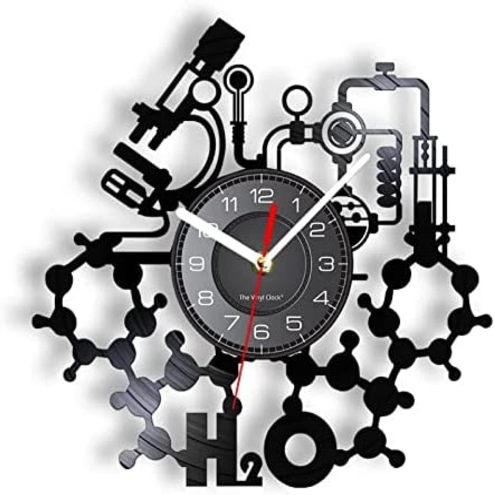 12 Inch Wall Clock Chemistry Experiments Wall Clock Science Laboratory Decoration Periodical Elements Table Wall Art Retro Vinyl Record Wall Clock