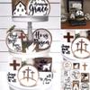 10 Pcs Jesus is Risen Easter Tray Bundle Kit,Mini Resurrection Scene Set Wooden Jesus Nativity Scene Farmhouse Farmhouse Rustic Tiered Tray Items for Indoor Home Table Mantle Office view 1