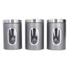 Tyenaza 3Pcs Kitchen Canister Set, Stainless Steel Food Tea Nut Container, Food Storage Containers with Lid and Visible Window for Dry Food Snack Beans (Grey) view 1