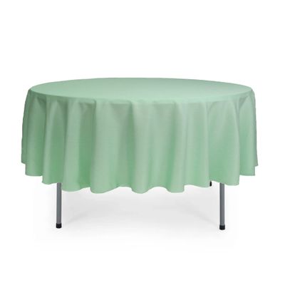 YOUR CHAIR COVERS - 90 Inch Round Premium Polyester Tablecloth - Mint, Linen Table Cloth for Standard Round Tables