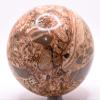 3.5" 2.06LBs Orange Black Leopardite Jasper Sphere Polished Natural Rhyolite Gemstone Crystal Mineral Dcor Ball - Peru + Stand view 1