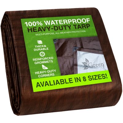 GREEN LIFESTYLE Heavy Duty Tarp Waterproof - Tent Cover, Camping Tarp Waterproof, Protects Cars, Boats, Roofs, Supplies & Equipment, Works as Tent Rain Cover for Patio or Yard Use (10x20)