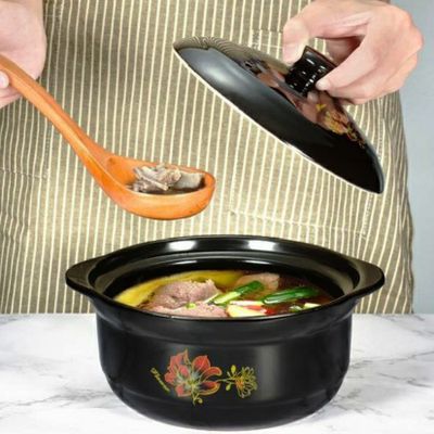Clay Pot for Cooking, Chinese-Stone Pot with Lid,Ceramic Casserole Hot Pot Bibimbap And Soup,Clay Soup Pot,Heat-Resistant Earthen Pot for Kitchen Cookware,4.5L