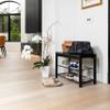 Danya B. Leatherette Entryway Bench with Two Metal Shoe Racks (Black/Black) view 2