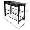 Danya B. Leatherette Entryway Bench with Two Metal Shoe Racks (Black/Black) view 3