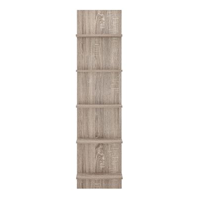 Danya B. Narrow Decorative Wall Mount Vertical Shelving Unit Modern Column with 5 Shelves Home or Office for Books, Dcor Display (Oak)