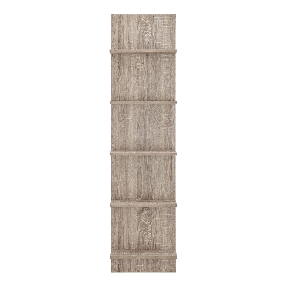 Danya B. Narrow Decorative Wall Mount Vertical Shelving Unit Modern Column with 5 Shelves Home or Office for Books, Dcor Display (Oak)