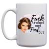 DashaAlexander F*ck Around and Find Out Funny Vintage 1950's Housewife Pin-up Girl 11 or 15 oz. Mug Gift for Her BFF view 2