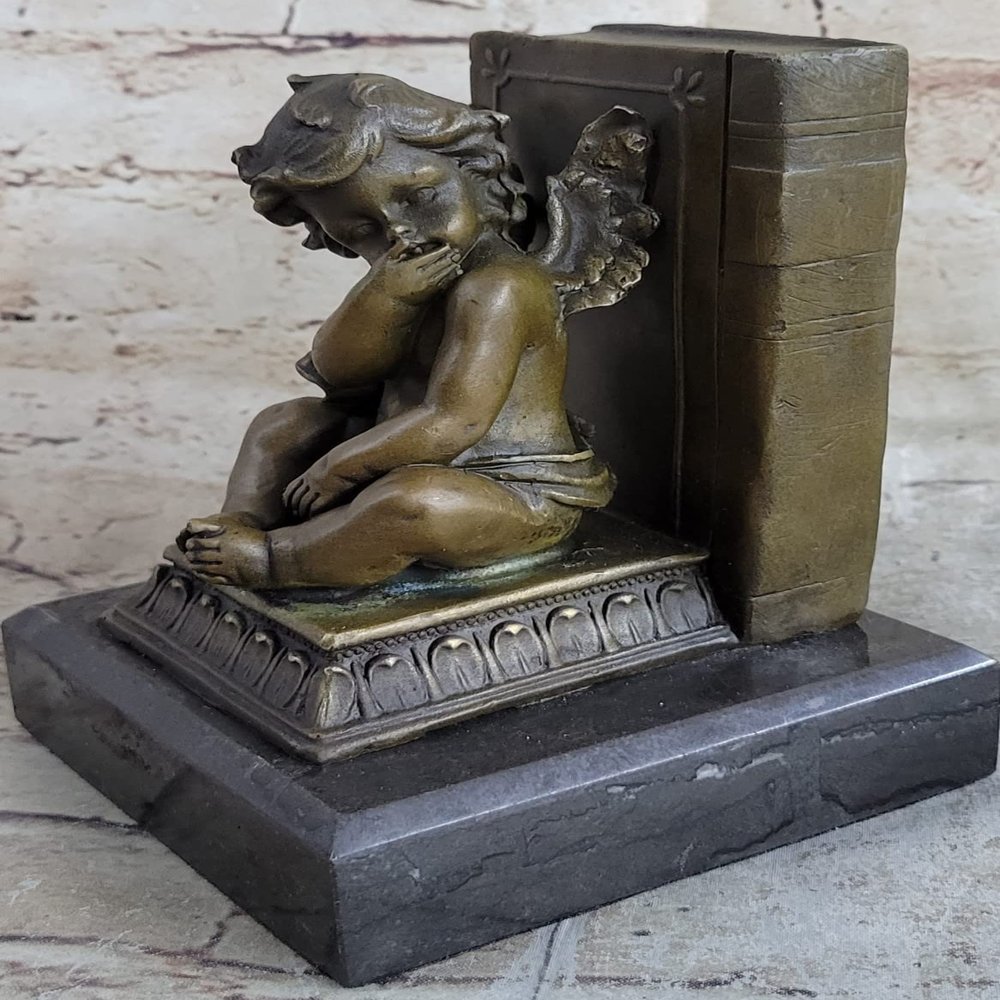 Art Deco Hot Cast by Lost Wax Method Angel Puti Cherubs Bronze Sculpture Marble Artwork Gift Decor Handmade by Think Bronze