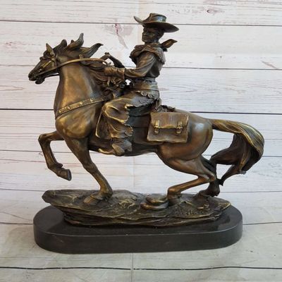 Handcrafted Bronze Sculpture Sale Dec Ranch Marble Horse Cowboy Western Country Artwork Gift Decor Handmade by Think Bronze