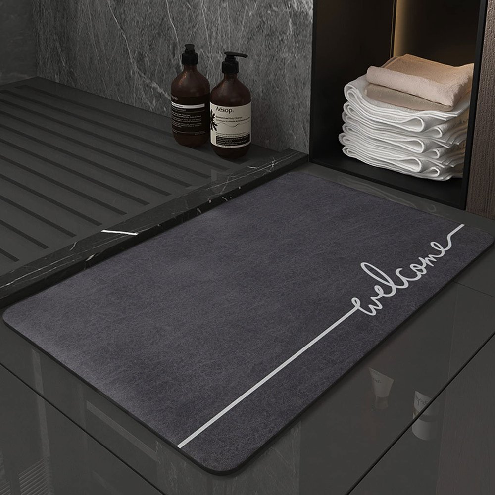 Bath Mat Non-Slip Washable Bathroom Rug 24x35in, Super Absorbent Quick Dry Diatomaceous Earth Bath Mat Rug, Rubber Backed Soft Thin Bath Carpet, for Bathroom Bathtub