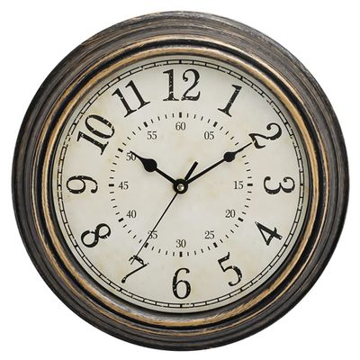 12 Inch Wall Clock Silent Vintage Plastic Round Wall Clocks for Living Room Kitchen Bedroom Home Office,Brown