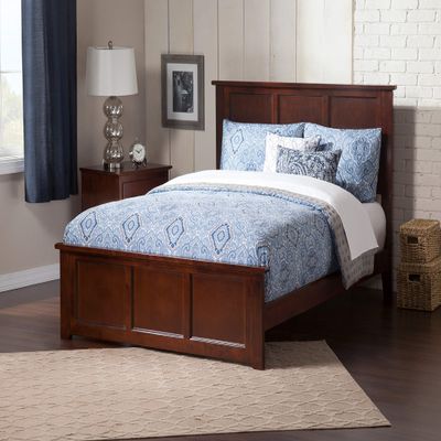 AFI, Madison Full Low Profile Platform Bed with Matching Footboard, Walnut