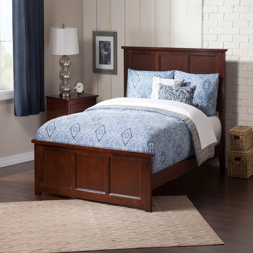 AFI, Madison Full Low Profile Platform Bed with Matching Footboard, Walnut