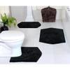 Black Color 3-Piece Extra Absorbent Super Soft and Fluffy Bathroom Rugs Set 34 In. L X 21 In. W X 0.35 In. H Size, Cotton Material | All Season Pretty Coal Shade, Machine Washable Non-Slippery Base view 2