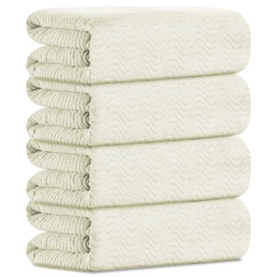 Bathroom Towels Set Of 4, 35x70 Inches Oversized Bath Towels Extra Large Microfiber Shower Towels Textured Ultra Soft Absorbent Quick Dry Towel Bath Sheets Towels For Adults Bathroom Hotel Spa Beige